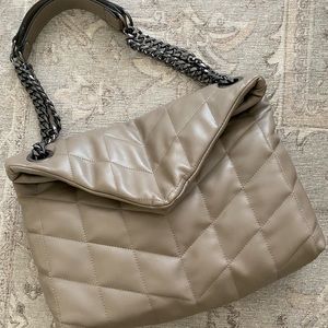 Shonda Robertson gray quilted flap over back with gunmetal hardware